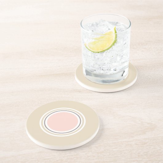 Minimalistisch roze beige geometrisch zandsteen onderzetter (Zijkant)