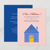 Minimalistisch Roze Blauw Huis Nieuw Thuis We hebb Aankondiging (Voorkant / Achterkant)