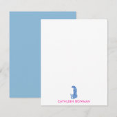 Minimalistisch Roze & Blauw Moderne Cheetah Gepers Notitiekaartje (Voorkant / Achterkant)