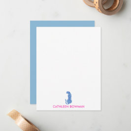 Minimalistisch Roze & Blauw Moderne Cheetah Gepers Notitiekaartje