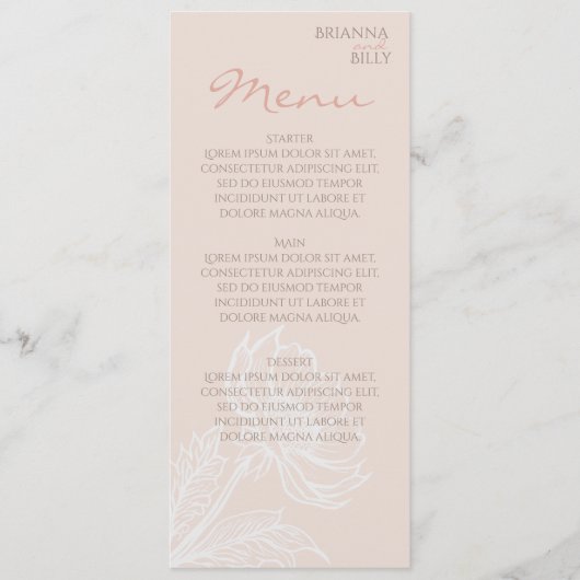 Minimalistisch Roze Bloemen Flat Menu (Voorkant)