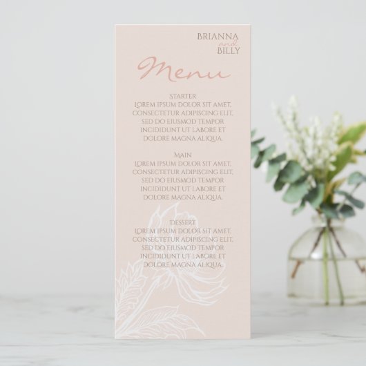 Minimalistisch Roze Bloemen Flat Menu (Staand voorkant)