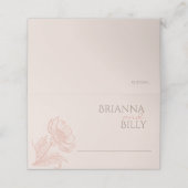 Minimalistisch roze bloemen gevouwen bruiloft plaa plaatskaartje (Buitenkant ongevouwen)