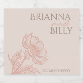 Minimalistisch roze bloemen mousserende wijn label sparkling wijnetiket (Enkel label)