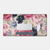 Minimalistisch Roze Bloemenbureau Mat en aangepast (Keyboard & Muis)