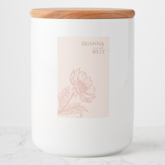 Minimalistisch roze bloemenkaars label voedselcontainer etiket (Voorkant)