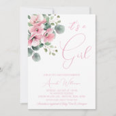 Minimalistisch roze bloemenmeisje Waterverf Baby s Kaart (Voorkant)