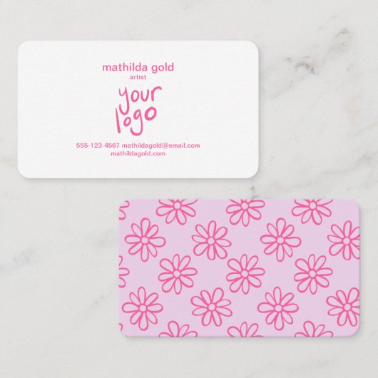 Minimalistisch roze Boho Trendy Cute Girly Visitekaartje (Voorkant / Achterkant)