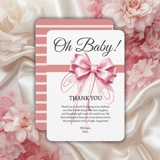 Minimalistisch roze boog Baby shower Bedankkaart