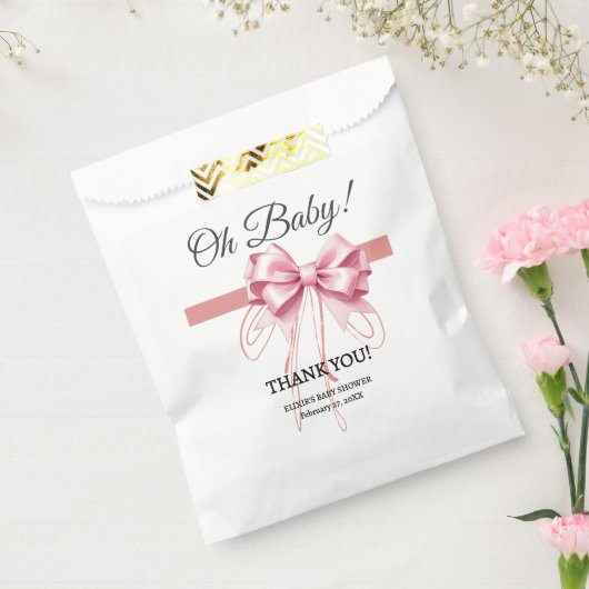 Minimalistisch roze boog Baby shower Bedankzakje (Gezegeld)