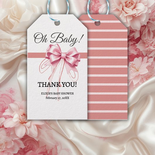 Minimalistisch roze boog Baby shower Cadeaulabel