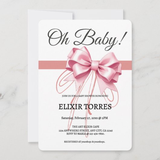 Minimalistisch roze boog Baby shower Kaart (Voorkant)