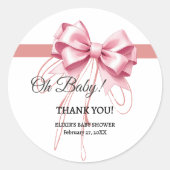 Minimalistisch roze boog Baby shower Ronde Sticker (Voorkant)