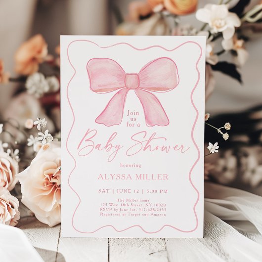 Minimalistisch roze boog meisje Baby shower Kaart