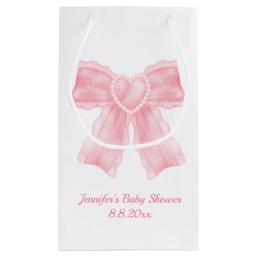 minimalistisch roze boog meisje baby shower klein cadeauzakje (Achterkant)