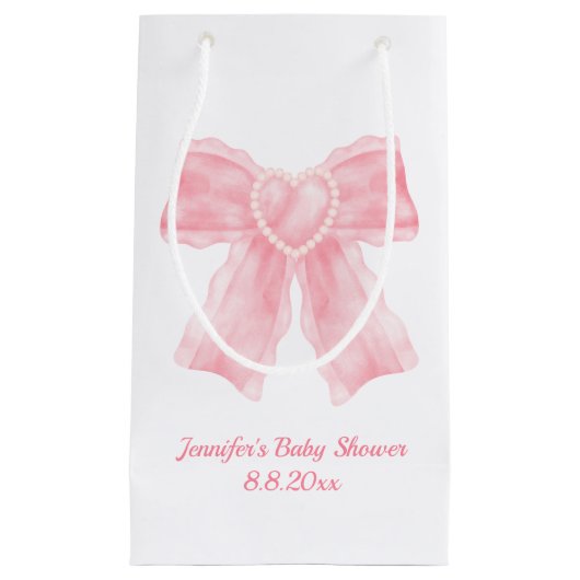 minimalistisch roze boog meisje baby shower klein cadeauzakje (Voorkant)