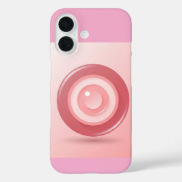 Minimalistisch roze boosaardig oog-icoon op zachte iPhone 16 hoesje
