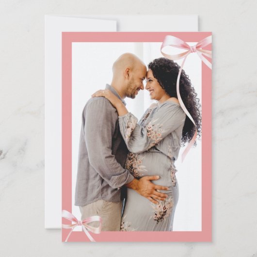 Minimalistisch Roze BOW Tiny menselijk Shindig Bab Kaart (Achterkant)