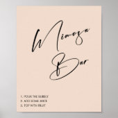 Minimalistisch roze bruidsfeest Mimosa Bar bord Poster (Voorkant)