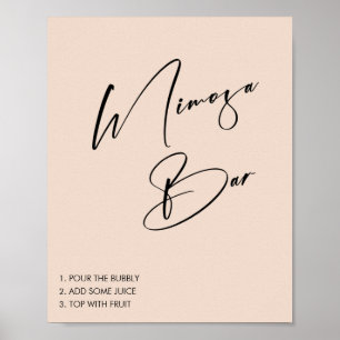 Minimalistisch Roze Bruidsfeest Mimosa Bar Bord Poster