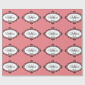 Minimalistisch roze  Damask Monogram Cadeaupapier (Vlak)