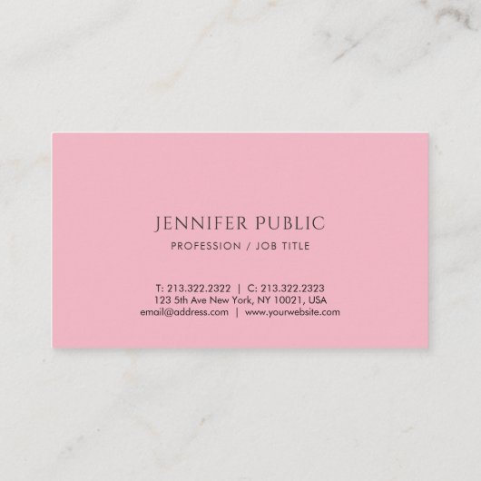 Minimalistisch  roze design luxe visitekaartje (Achterkant)
