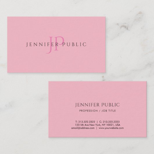 Minimalistisch roze design luxe visitekaartje (Voorkant / Achterkant)