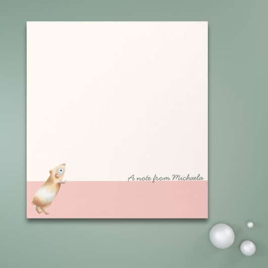 Minimalistisch roze en cream Hamster op maat Notitieblok