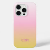 Minimalistisch roze en geel gradiëntmonogram Case-Mate iPhone case (Achterkant)
