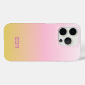 Minimalistisch roze en geel gradiëntmonogram Case-Mate iPhone case (Achterkant (horizontaal))