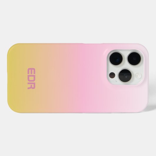 Minimalistisch roze en geel gradiëntmonogram Case-Mate iPhone case (Achterkant (horizontaal))