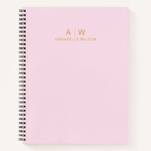 Minimalistisch Roze en Goud Modern Monogram Notitieboek