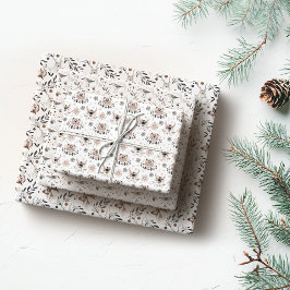 Minimalistisch roze en grijs kerstpatroon inpakpapier vel