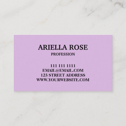 Minimalistisch roze en pasta-Paars Visitekaartje (Achterkant)