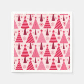 Minimalistisch roze en rode kerstbomen patroon servet (Voorkant)