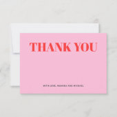 Minimalistisch roze en rood bedankkaart (Voorkant)