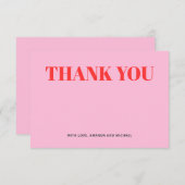 Minimalistisch roze en rood bedankkaart (Voorkant / Achterkant)