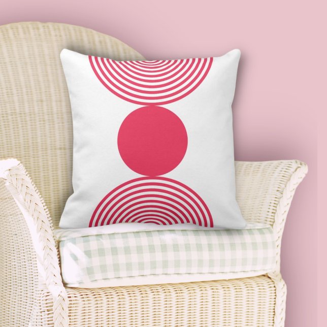 Minimalistisch roze en wit cirkelpatroon kussen (Minimalist Pink & White Circle Pattern Throw Pillow, Home and Living)