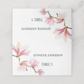 Minimalistisch Roze en Wit Magnolia Bloemenbruilof Plaatskaartje (Buitenkant ongevouwen)
