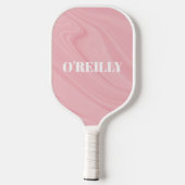 Minimalistisch roze en wit modern monogram pickleball paddle (Achterkant)