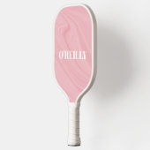 Minimalistisch roze en wit modern monogram pickleball paddle (Links)