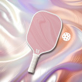 Minimalistisch roze en wit modern monogram pickleball paddle