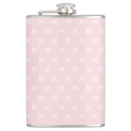 Minimalistisch Roze en Wit Monogram Heupfles