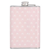 Minimalistisch Roze en Wit Monogram Heupfles (Achterkant)