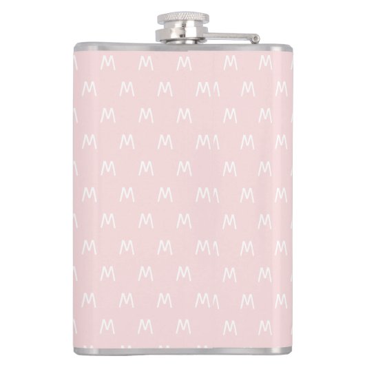 Minimalistisch Roze en Wit Monogram Heupfles (Achterkant)