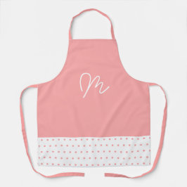Minimalistisch Roze en Wit Monogram Schort