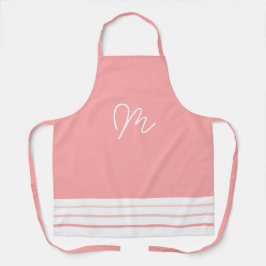 Minimalistisch Roze en Wit Monogram Schort