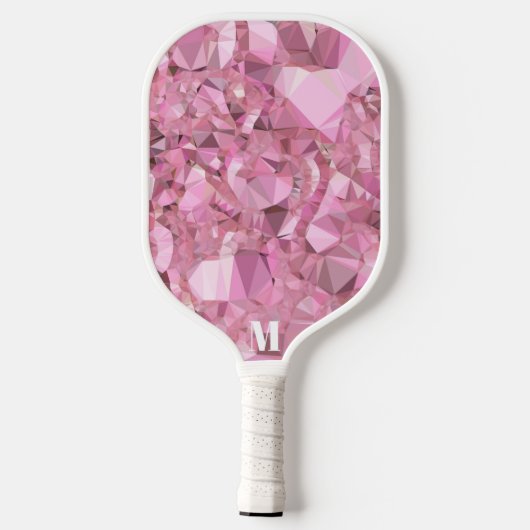 Minimalistisch Roze en Witte Diamant Modern Monogr Pickleball Paddle (Achterkant)