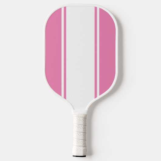 Minimalistisch Roze en Witte Streep Modern Monogra Pickleball Paddle (Achterkant)