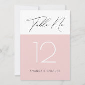 Minimalistisch roze en witte typografie Tabel nr. Kaart (Achterkant)